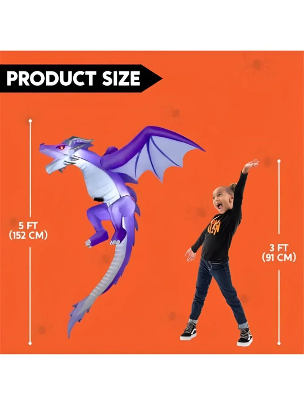 5FT Tall Halloween Inflatable Flying Purple Dragon Decoration with